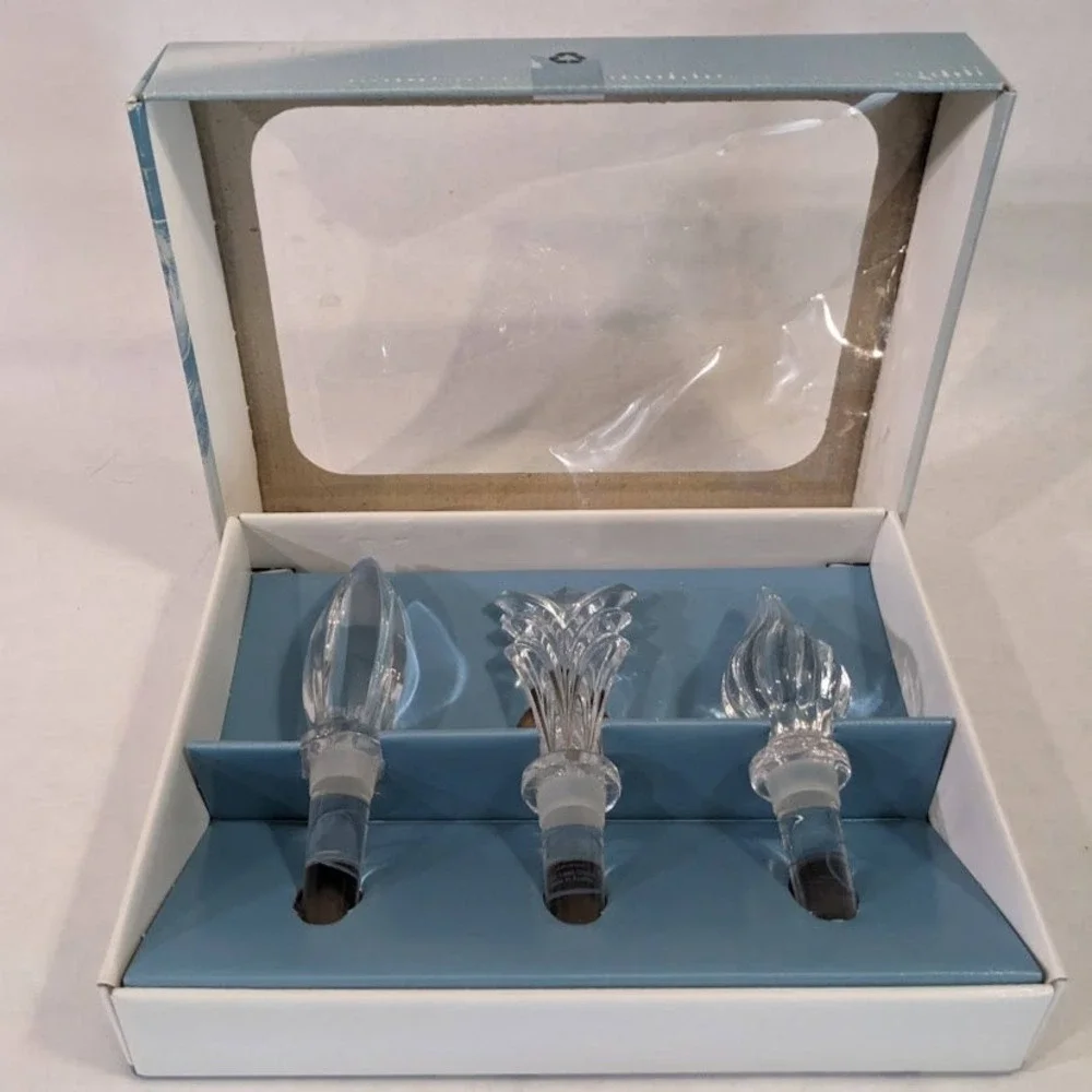 Vtg Imperial Estate Crystal Festivity 3 Wine Bottle Stoppers 24% Lead Crystal